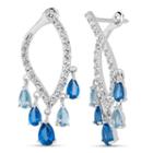 Sterling Silver Blue And White Marquis Drop Earrings Featuring Swarovski Genuine Gemstones