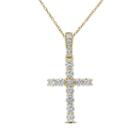 Womens 3/4 Ct. T.w. Genuine White Diamond 14k Gold Cross Pendant Necklace