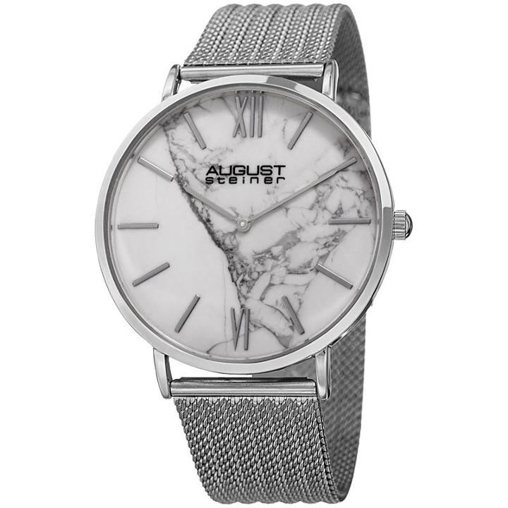 August Steiner Mens Silver Tone Strap Watch-as-8218ss