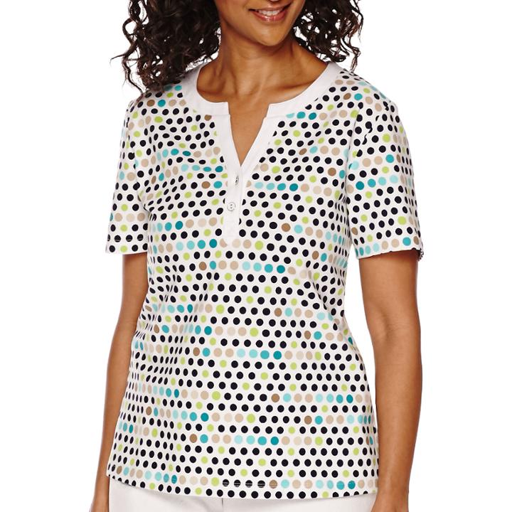Alfred Dunner Short-sleeve Dot Print Tee