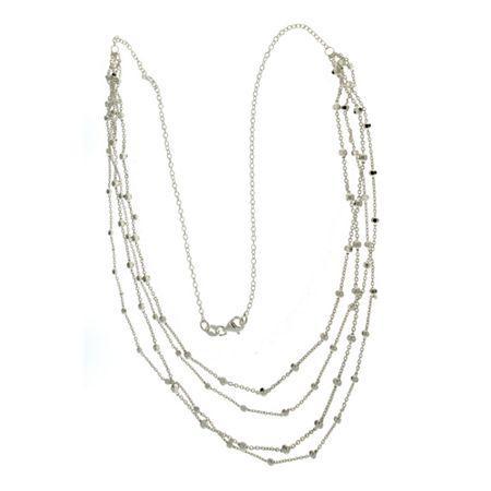 Sterling Silver 4-row Beaded Chain Necklace