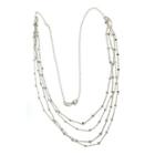 Sterling Silver 4-row Beaded Chain Necklace