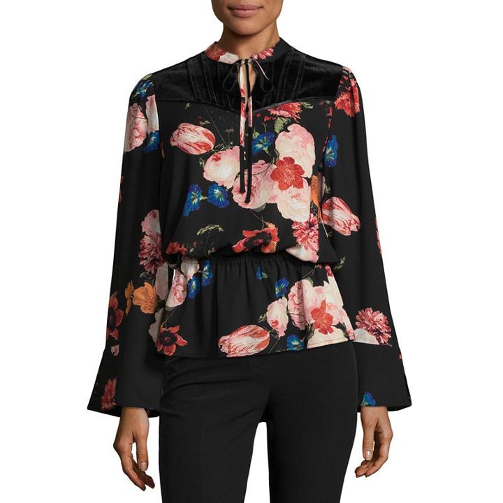 Worthington Long Sleeve Peplum Top - Tall