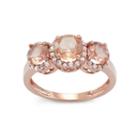 Simulated Morganite Quartz And 1/4 C.t. T.w.diamond 10k Rose Gold Ring