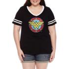 Short Sleeve V Neck Wonder Woman Graphic T-shirt