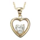 10k Cubic Zirconia Heart Pendant With Gold Filled Chain Necklace