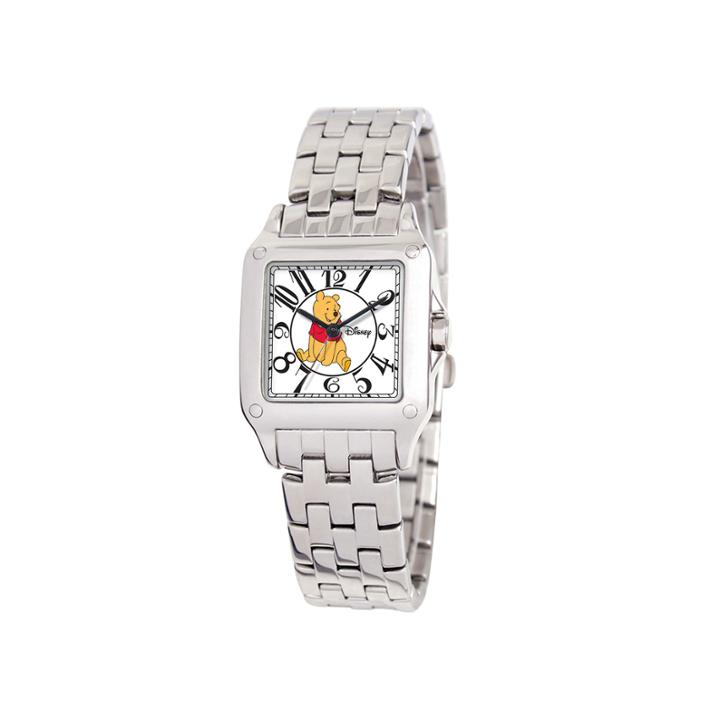 Disney Perfect Square Winnie The Pooh Womens Silver-tone Watch