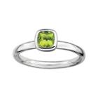 Personally Stackable Cushion-cut Genuine Peridot Sterling Silver Ring