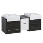 59.5-in. W Wall Mount White-dawn Grey Vanity Set For 3h8-in. Drilling Black Galaxy Top