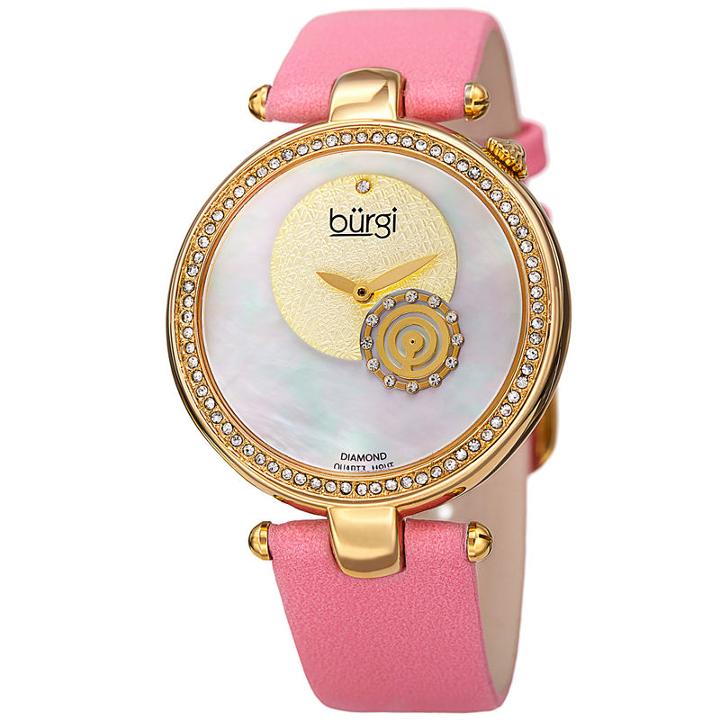 Burgi Womens Pink Strap Watch-b-042ygpk