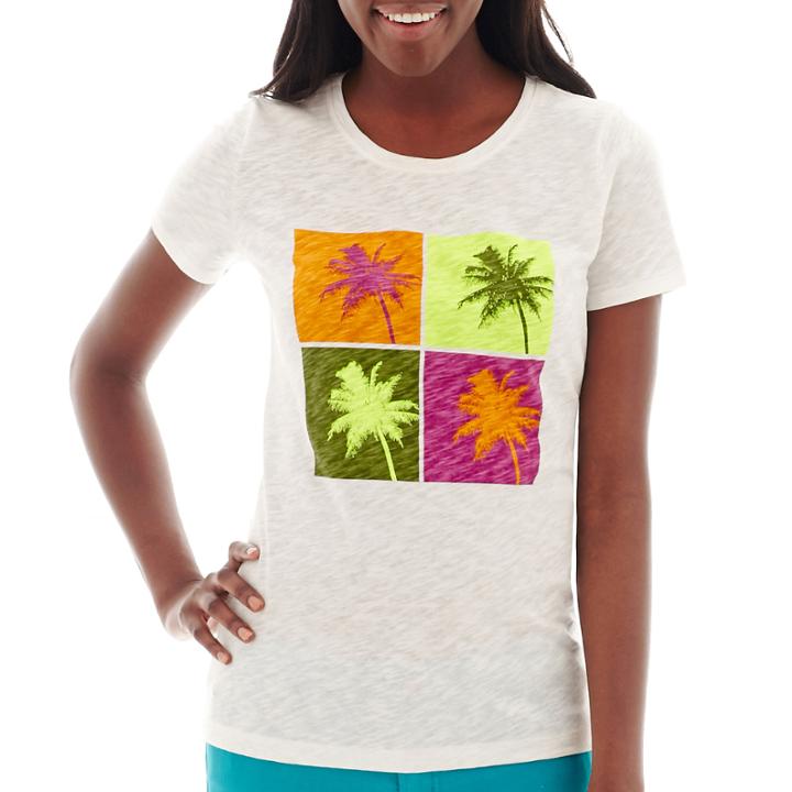 Stylus&trade; Short-sleeve Slub Knit Graphic T-shirt -petite