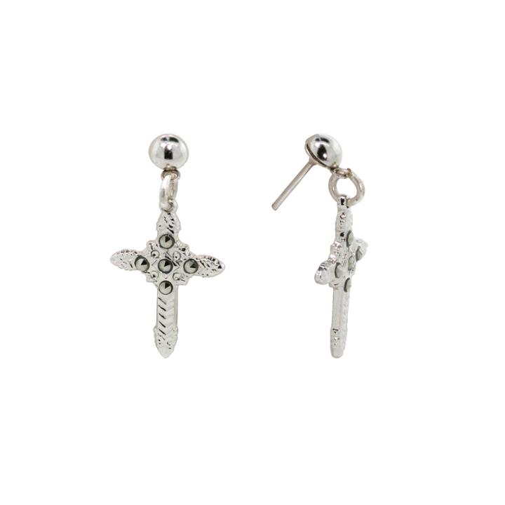 1928 Religious Jewelry Gray Drop Earrings