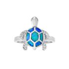 Genuine Blue Opal Sterling Silver Turtle Ring