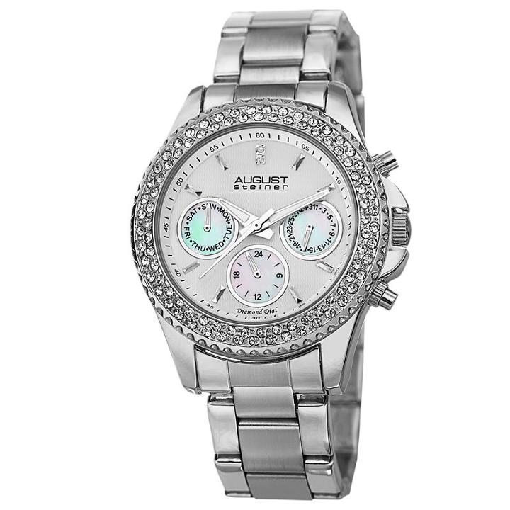 August Steiner Womens Silver Tone Strap Watch-as-8100ss