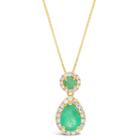 Womens 1/6 Ct. T.w. Genuine Green Emerald Pear Pendant Necklace