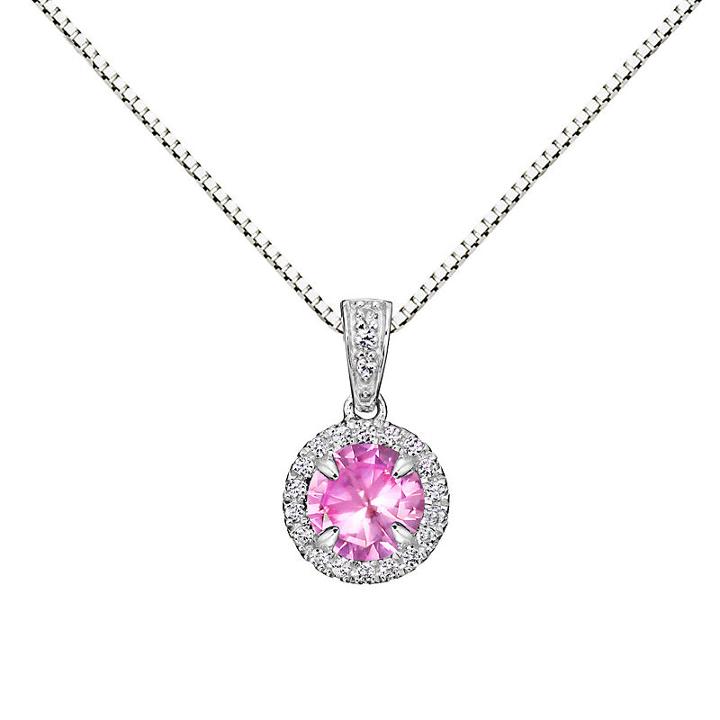 Womens Lab Created Orange Sapphire Round Pendant Necklace