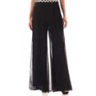 Blu Sage Glitter Matte Chiffon Wide-leg Pants