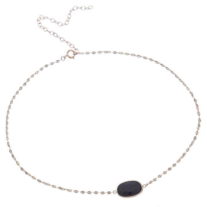 Womens Black Onyx 10k Gold Pendant Necklace