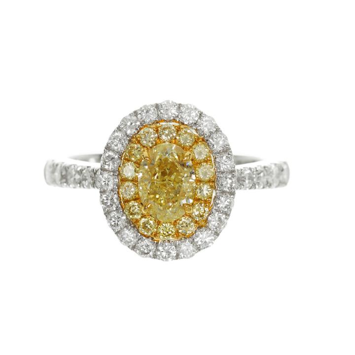 Womens 1 1/2 Ct. T.w. Genuine Oval Yellow Diamond 18k Gold Engagement Ring