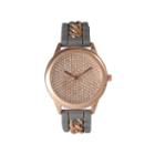 Olivia Pratt Womens Rose Gold-tone Rhinestone Dial Grey Silicone Band With Chainlink Accents Watch 8213