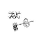 Itsy Bitsy&trade; Sterling Silver Skull And Crossbone Stud Earrings