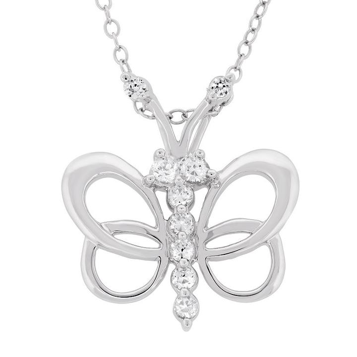 Diamonart Womens 5/8 Ct. T.w. White Cubic Zirconia Butterfly Pendant Necklace