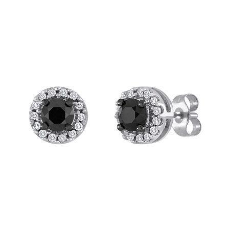 1/2 Ct. T.w. White And Color-enhanced Black Diamond Stud Earrings