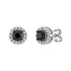1/2 Ct. T.w. White And Color-enhanced Black Diamond Stud Earrings