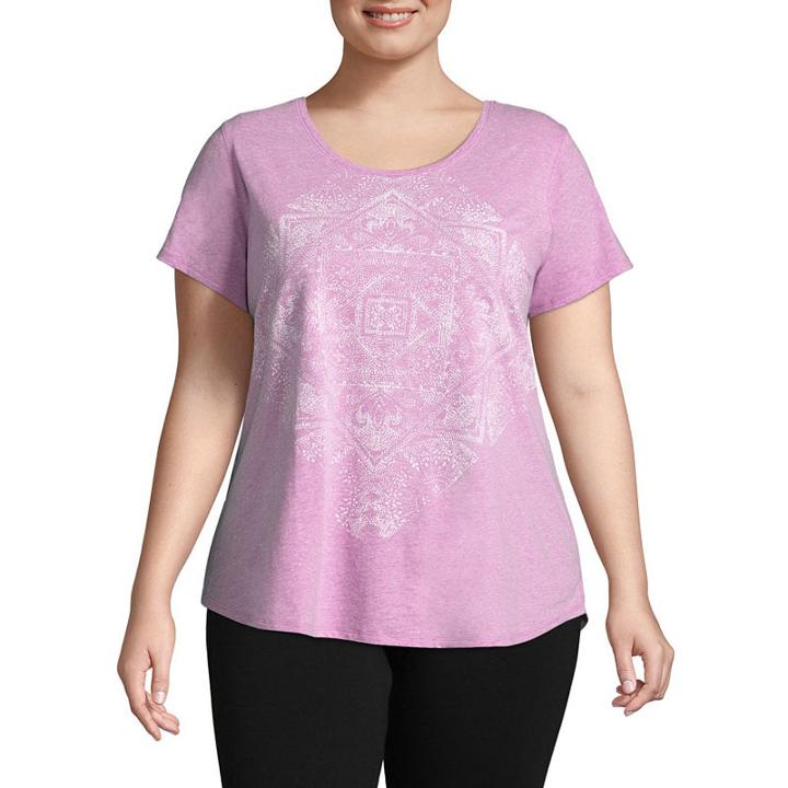 St. John's Bay Active Short Sleeve Graphic Keyhole Tee-plus