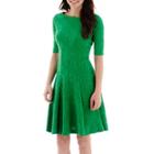Danny & Nicole Elbow-sleeve Textured Fit-and-flare Dress