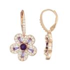 Genuine Purple Amethyst 14k Rose Gold Over Silver 17.5mm Round Hoop Earrings