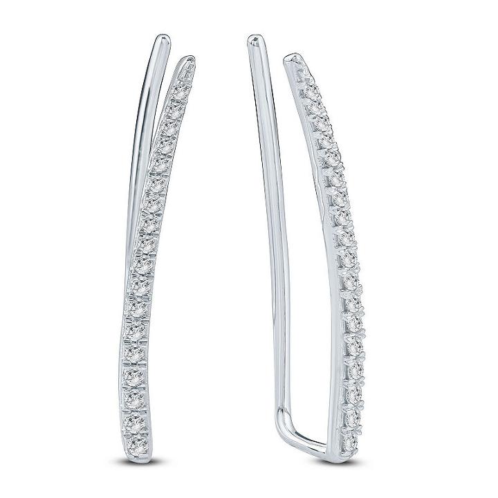 1/4 Ct. T.w. White Diamond 10k Gold Ear Climbers