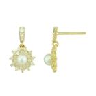 Petite Lux&trade; Cultured Freshwater Pearl And Cubic Zirconia Starburst Drop Earrings