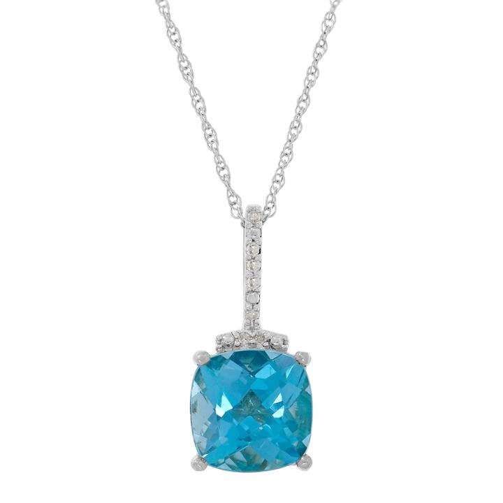 Womens Blue Blue Topaz 10k Gold Pendant Necklace
