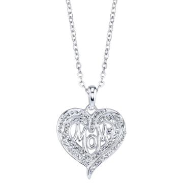 Crystal Sophistication Womens White Crystal Brass Pendant Necklace