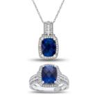 Blue & White Lab-created Sapphire Sterling Silver 2-pc Jewelry Set