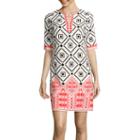 Studio 1 Elbow-sleeve Diamond Print Shift Dress