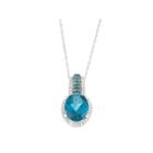 Womens Blue Topaz 10k Gold Pendant Necklace