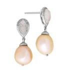 Diamond Accent White Pearl Drop Earrings