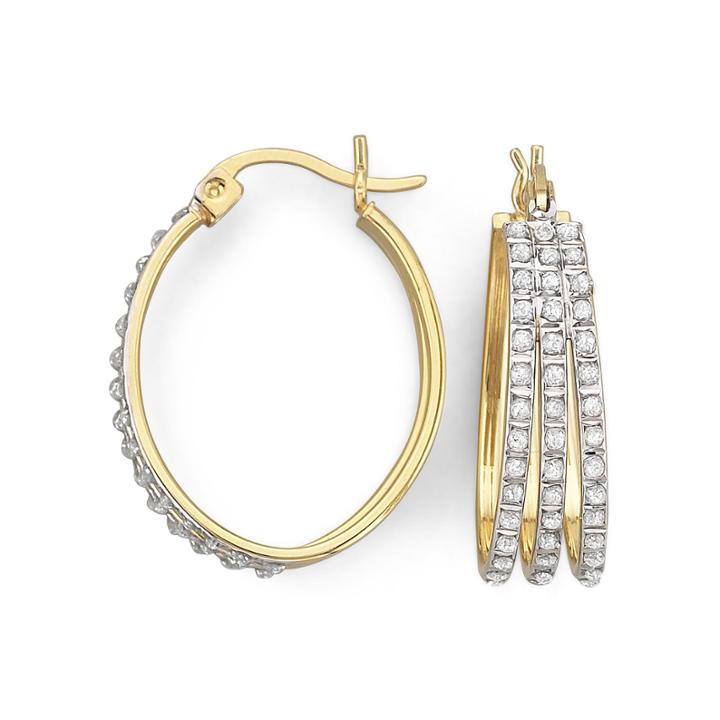 Hoop Earrings, Diamond Fascination&trade; Triple Row