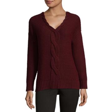 212 Ny Long Sleeve V Neck Pullover Sweater