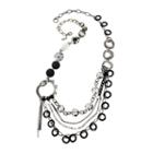 Aris By Treska Black Silver-tone Long Sectioned Swag Necklace