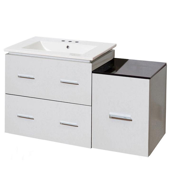 37.75-in. W Wall Mount White Vanity Set For 3h8-in. Drilling