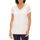 Lark Lane Short Sleeve V Neck T-shirt-womens
