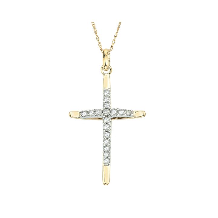 3/8 Ct. T.w. Diamond 10k Two-tone Gold Cross Pendant Necklace