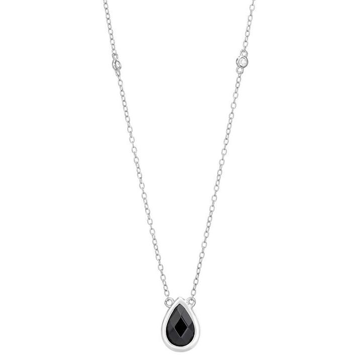 Womens Genuine Black Onyx Pendant Necklace