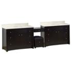 116.45-in. W Floor Mount Distressed Antique Walnutvanity Set For 3h4-in. Drilling Beige Top Biscuitum Sink