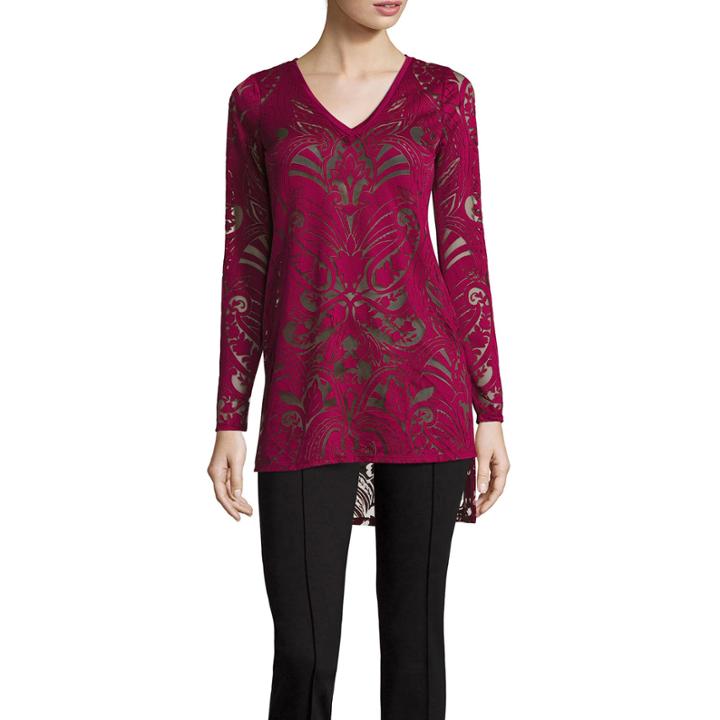Nicole By Nicole Miller 3/4-sleeve Burnout Top