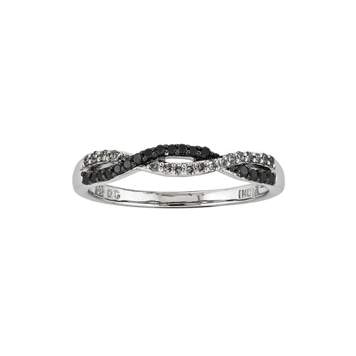 1/5 Ct. T.w. White And Color-enhanced Black Diamond Loop Ring