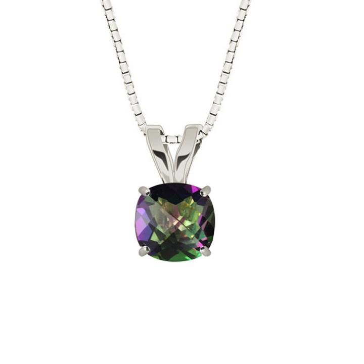 Genuine Mystic Topaz Sterling Silver Pendant Necklace
